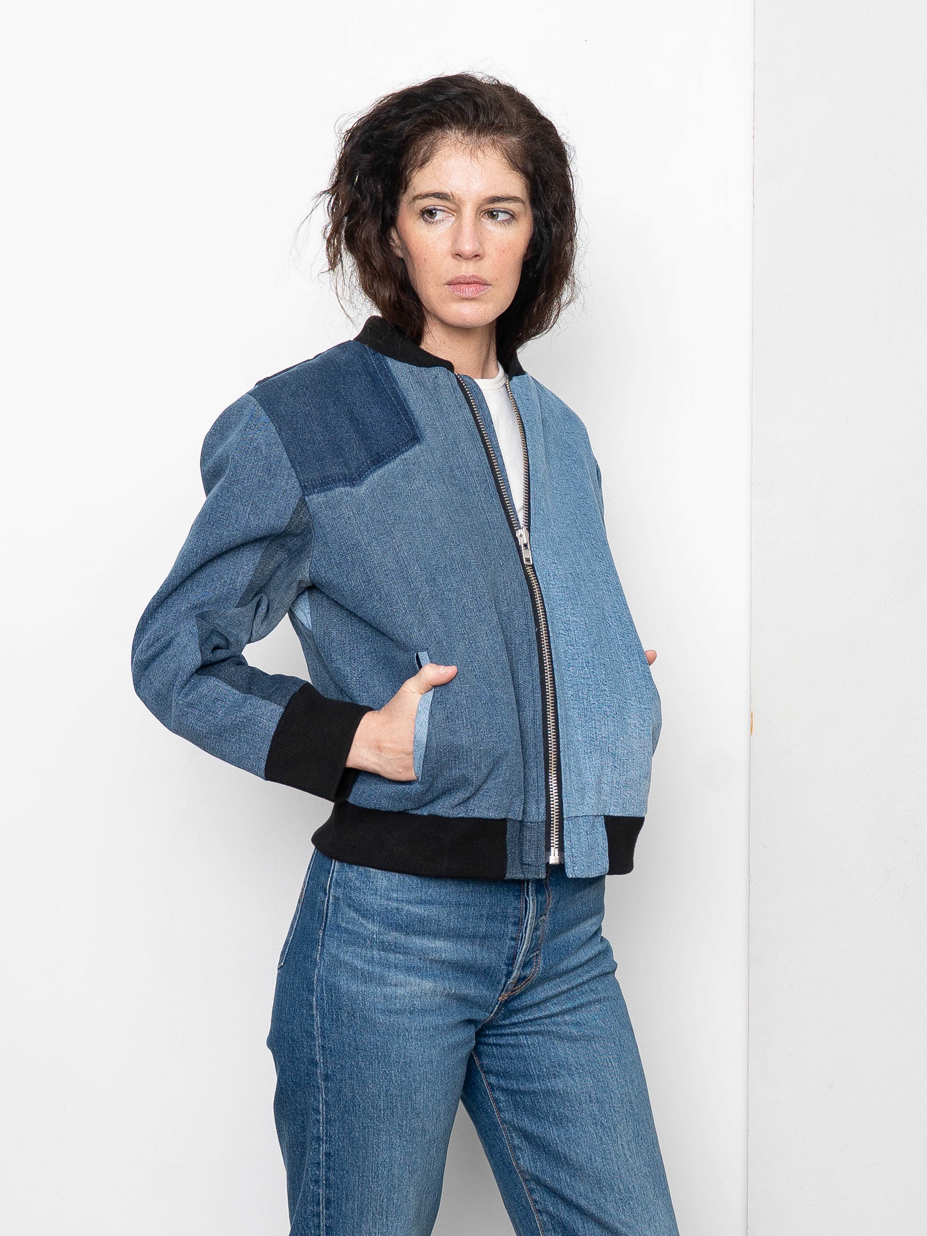 The Veda Denim Bomber Jacket - Small