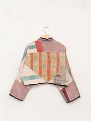 The Kaira Cropped Quilted Patchwork Kantha Jacket