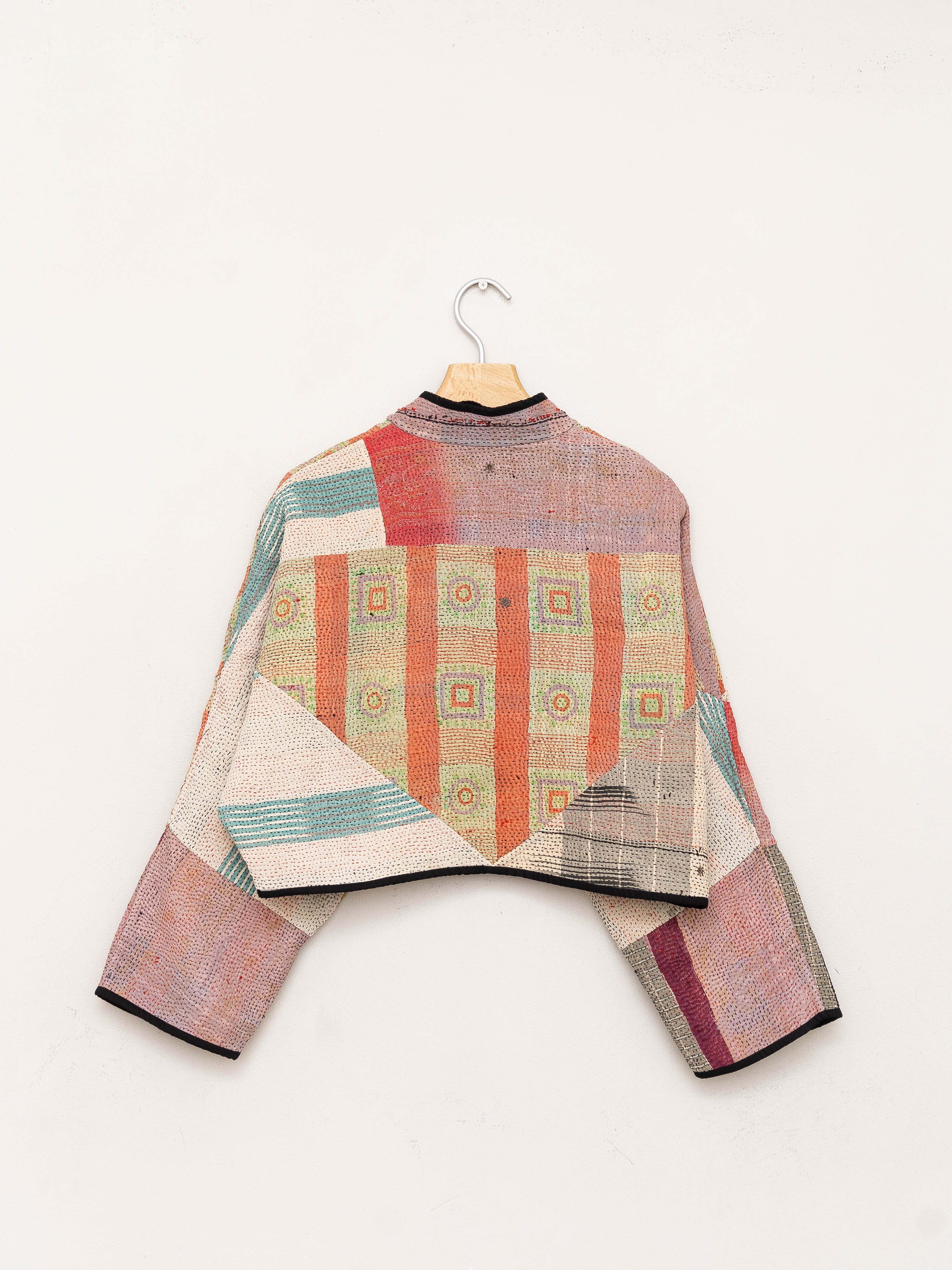 The Kaira Cropped Quilted Patchwork Kantha Jacket