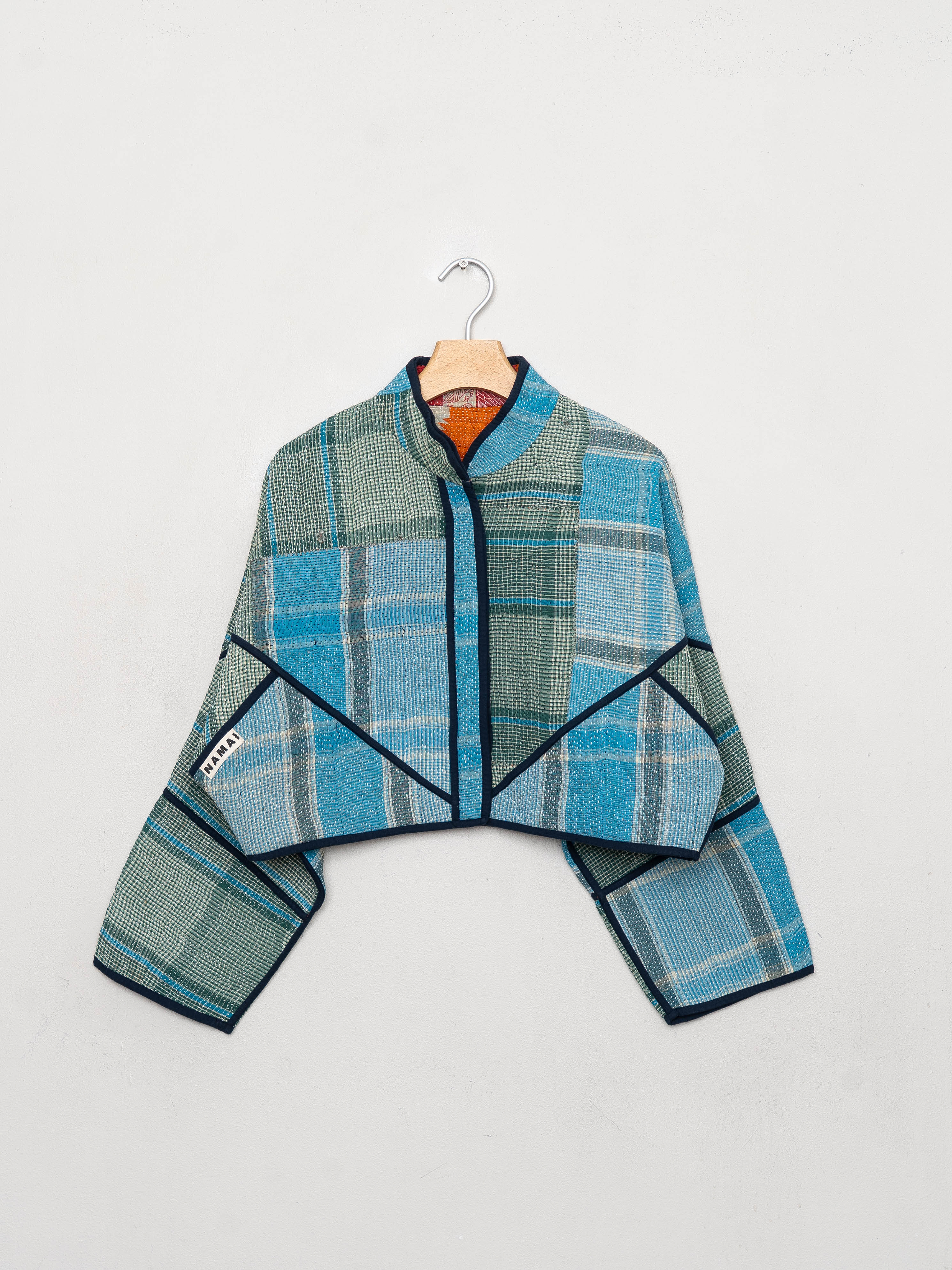 The Kaira Cropped Quilted Patchwork Kantha Jacket