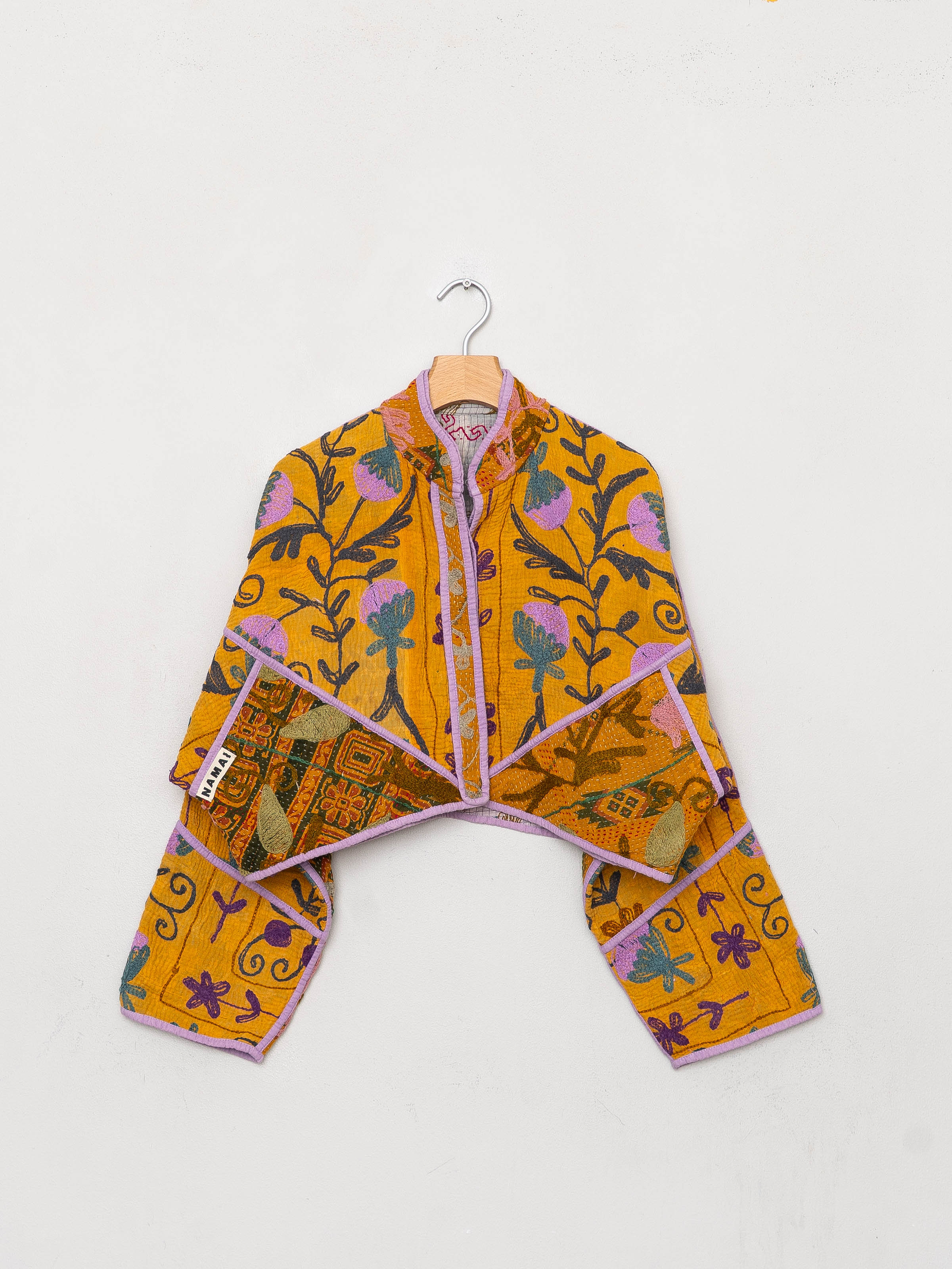 The Kaira Cropped Suzani Quilted Kantha Jacket