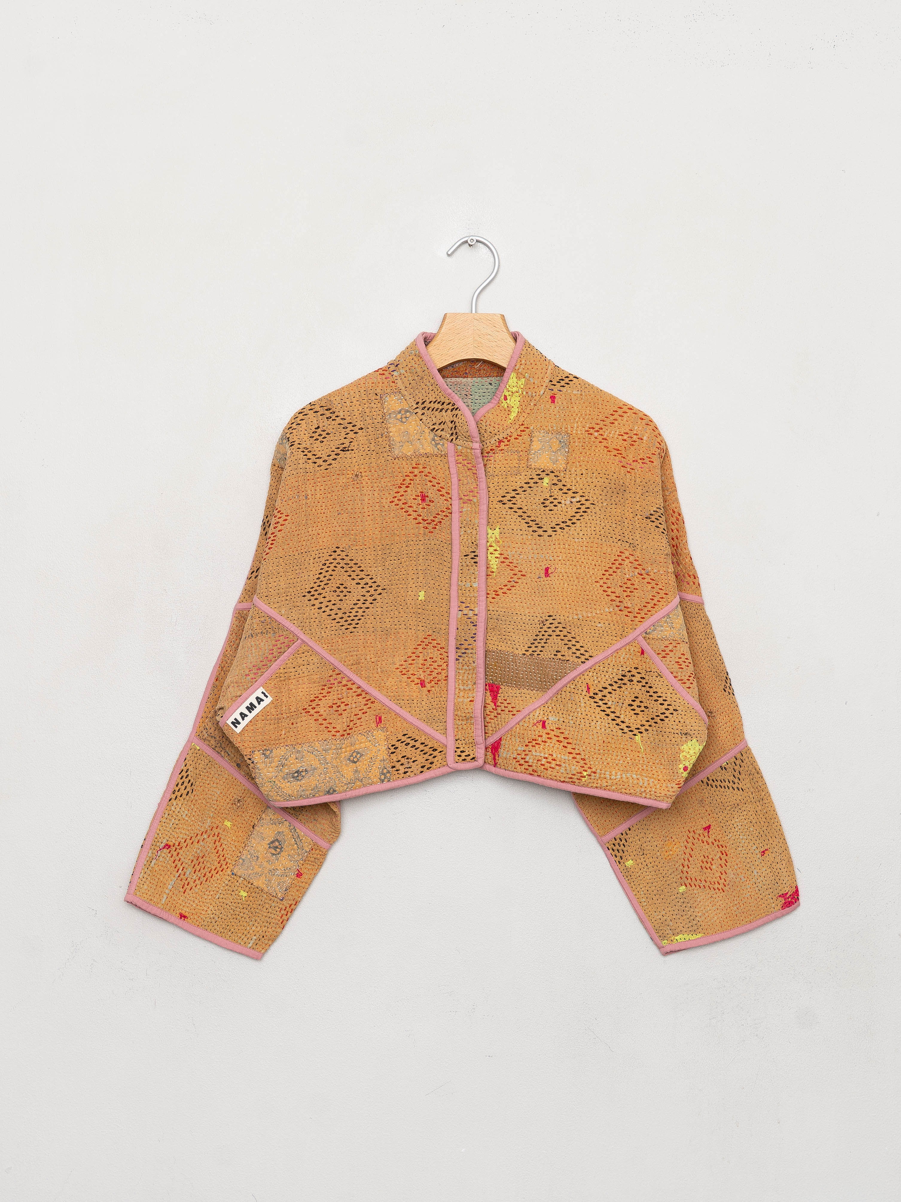 The Kaira Cropped Quilted Patchwork Kantha Jacket