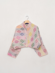 The Kaira Cropped Quilted Patchwork Kantha Jacket