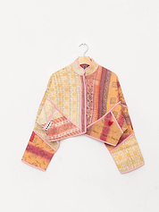 The Kaira Cropped Quilted Patchwork Kantha Jacket