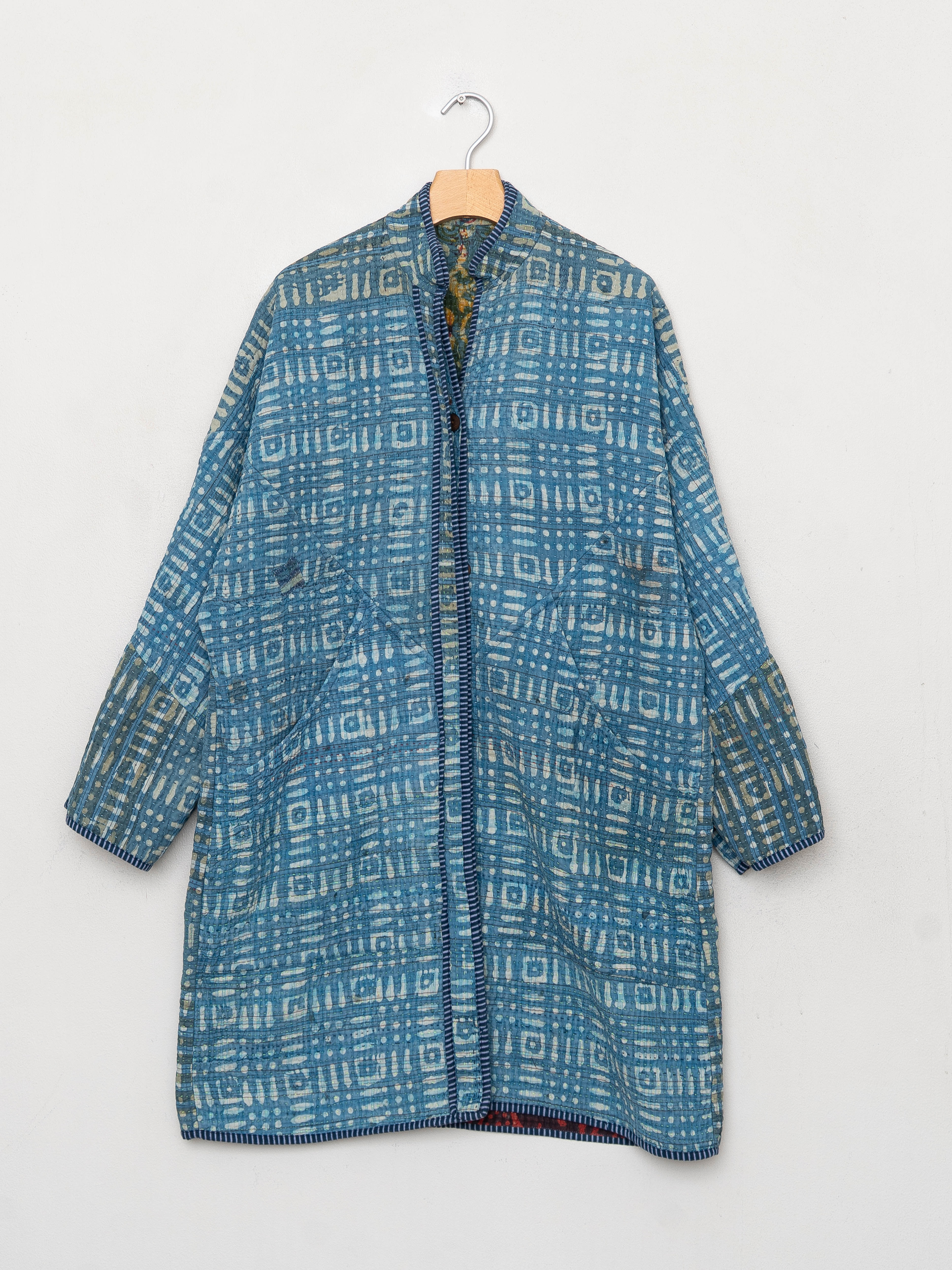 The Sai Quilted Indigo Kantha Coat