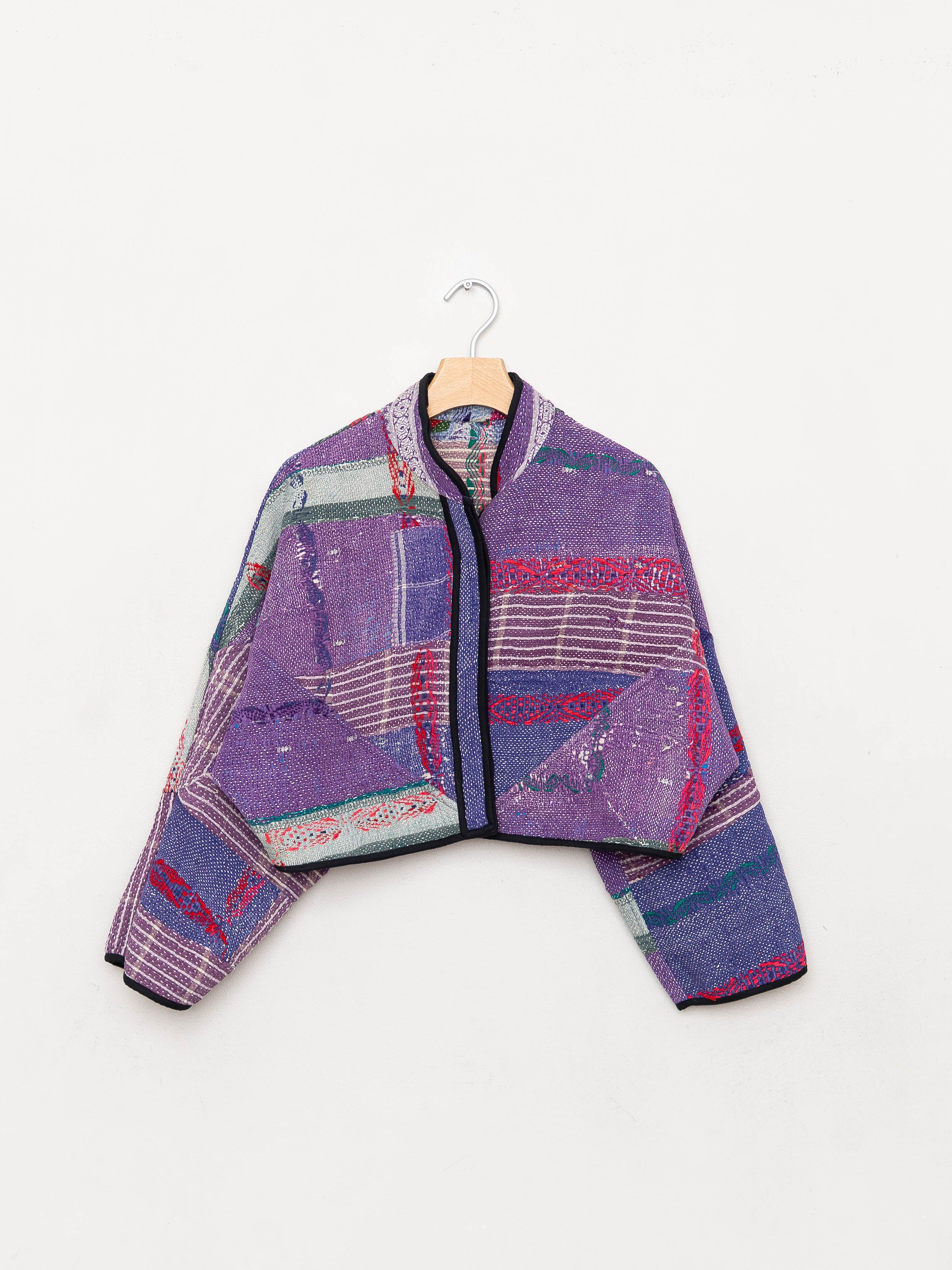The Kaira Cropped Quilted Patchwork Kantha Jacket