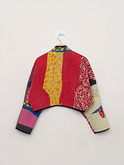 The Kaira Cropped Quilted Patchwork Kantha Jacket