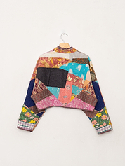 The Kaira Cropped Quilted Patchwork Kantha Jacket