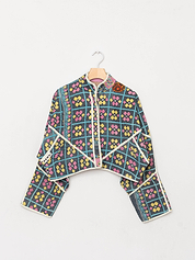 The Kaira Cropped Quilted Patchwork Kantha Jacket