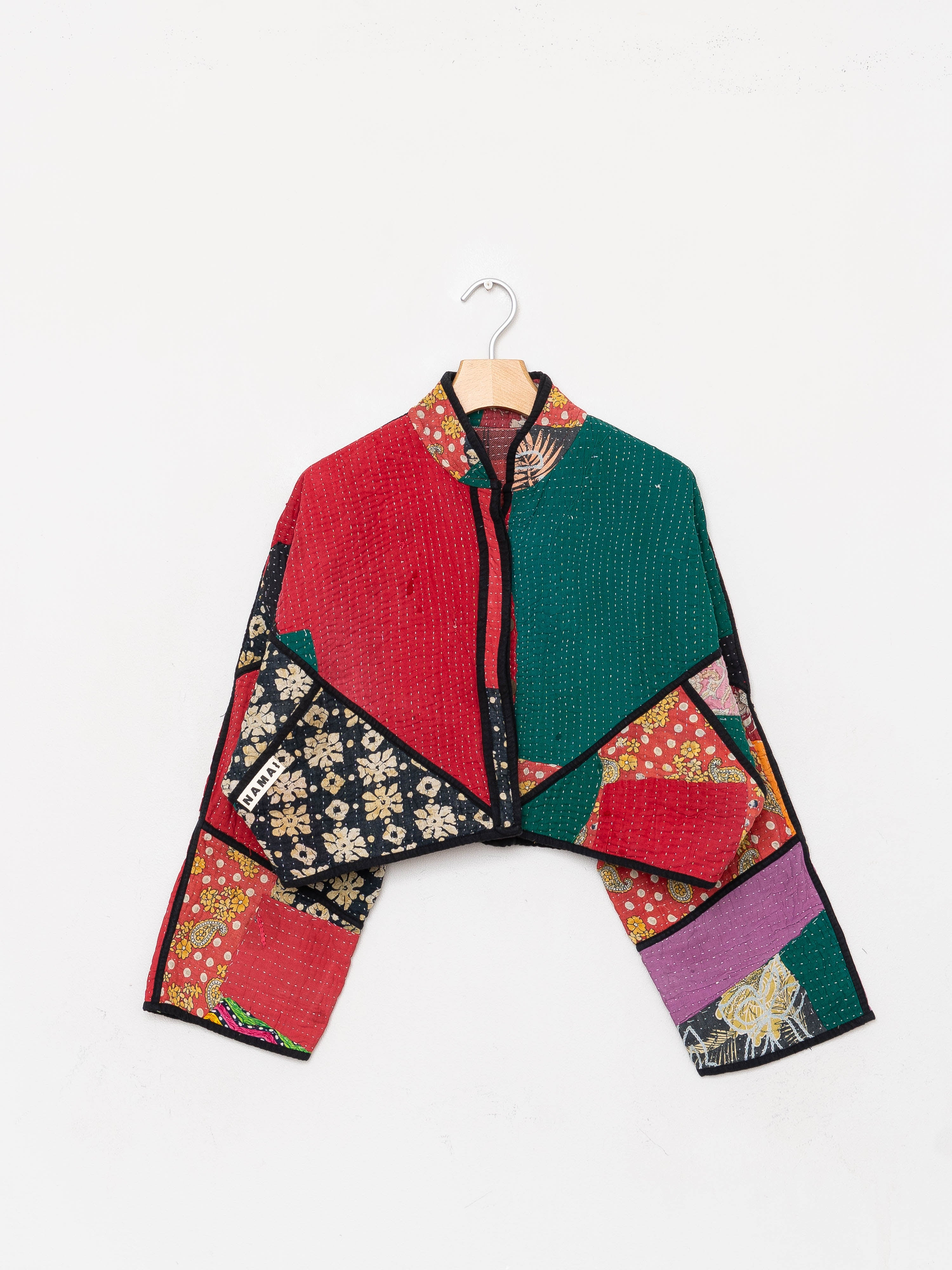 The Kaira Cropped Quilted Patchwork Kantha Jacket