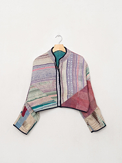 The Kaira Cropped Quilted Patchwork Kantha Jacket