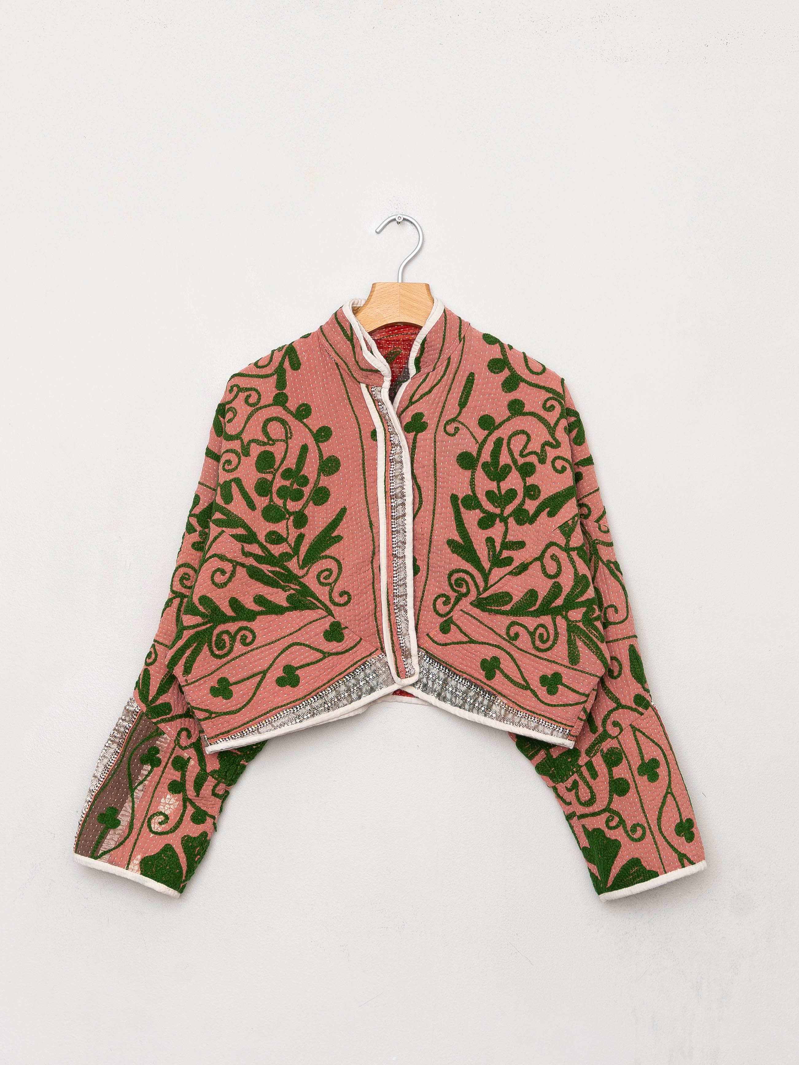 The Kaira Cropped Suzani Quilted Kantha Jacket