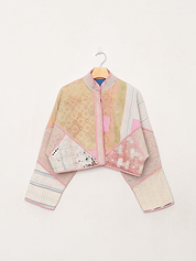 The Kaira Cropped Quilted Patchwork Kantha Jacket