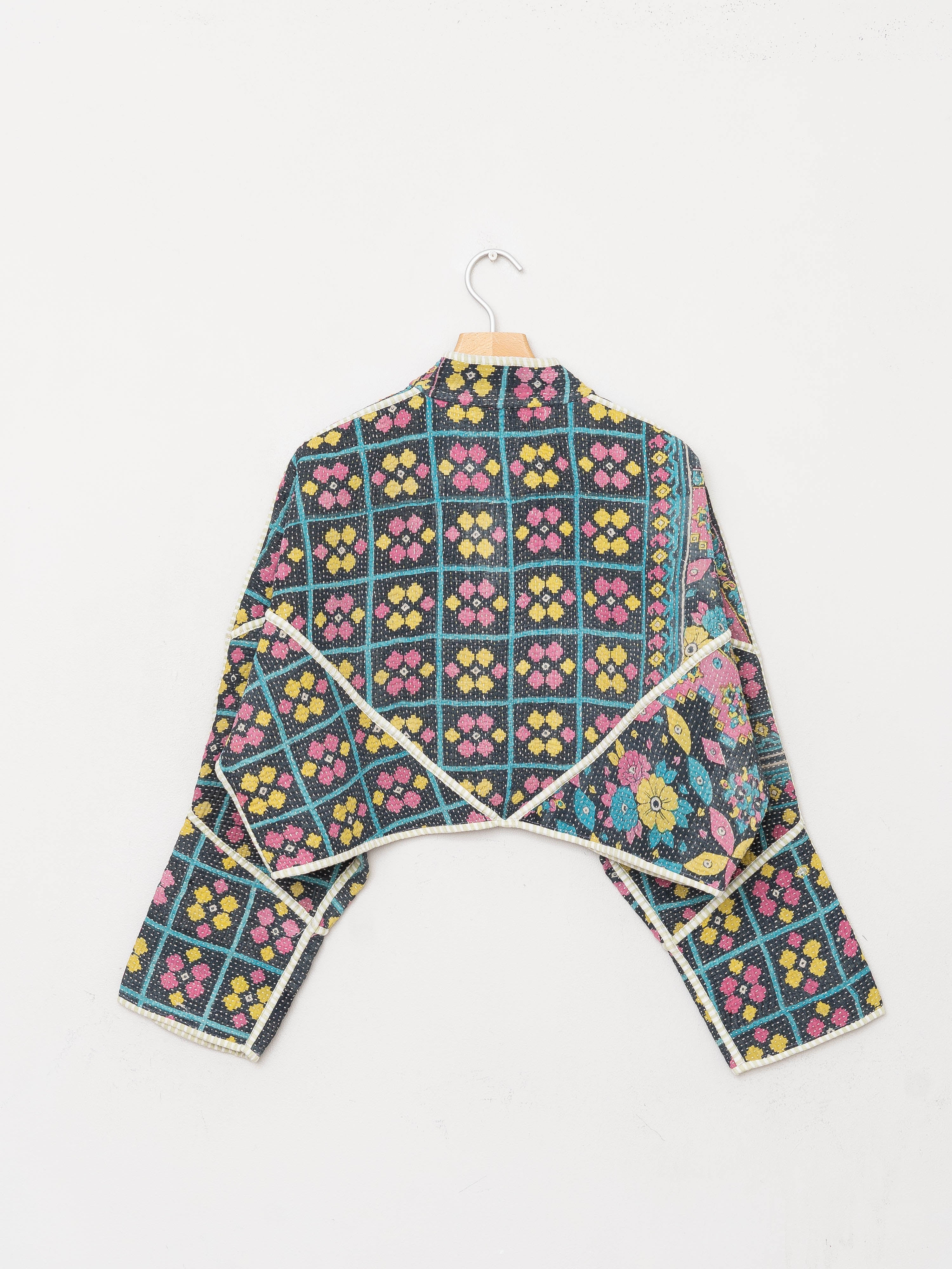 The Kaira Cropped Quilted Patchwork Kantha Jacket