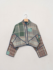 The Kaira Cropped Quilted Patchwork Kantha Jacket