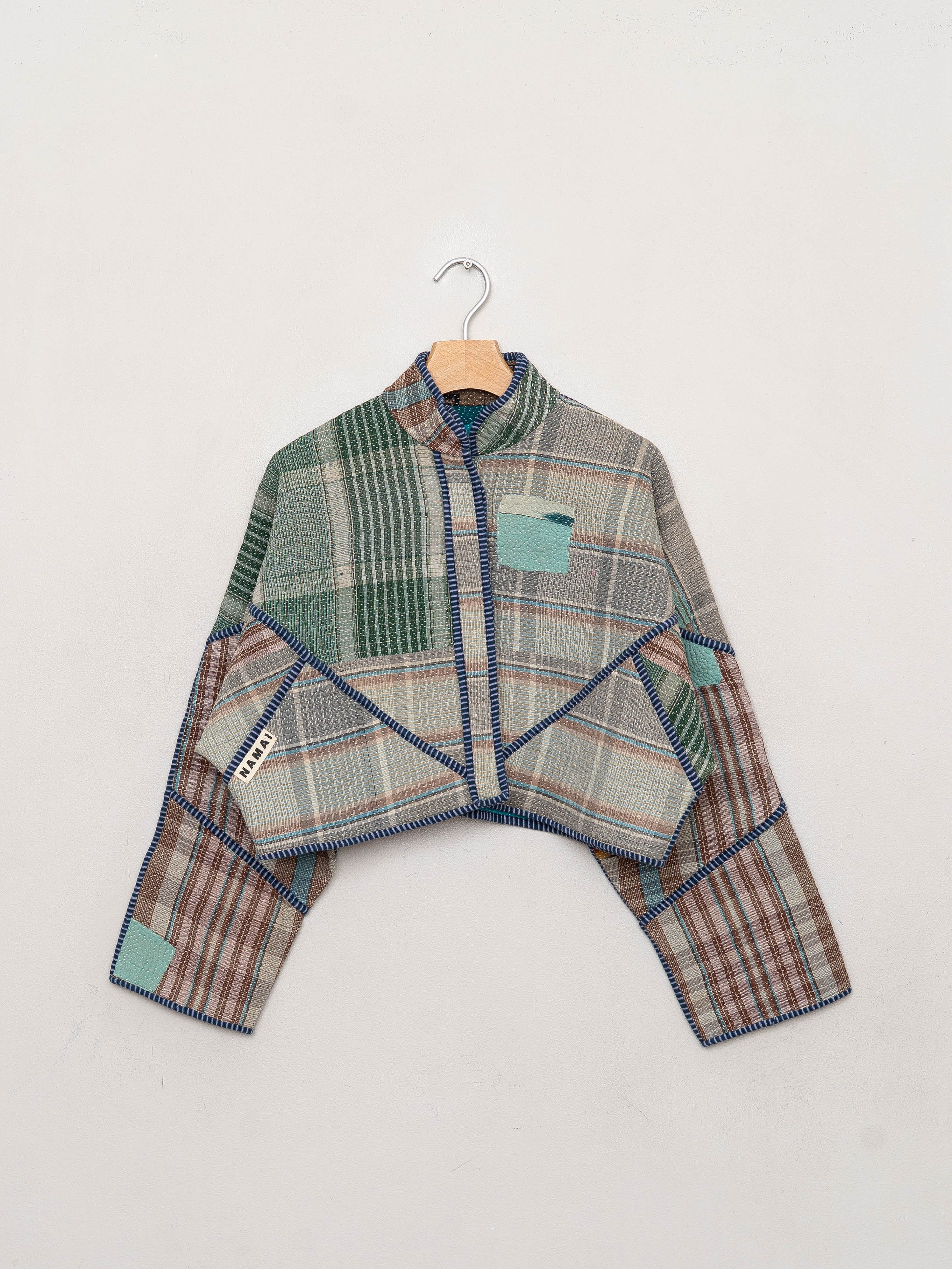 The Kaira Cropped Quilted Patchwork Kantha Jacket