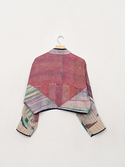 The Kaira Cropped Quilted Patchwork Kantha Jacket