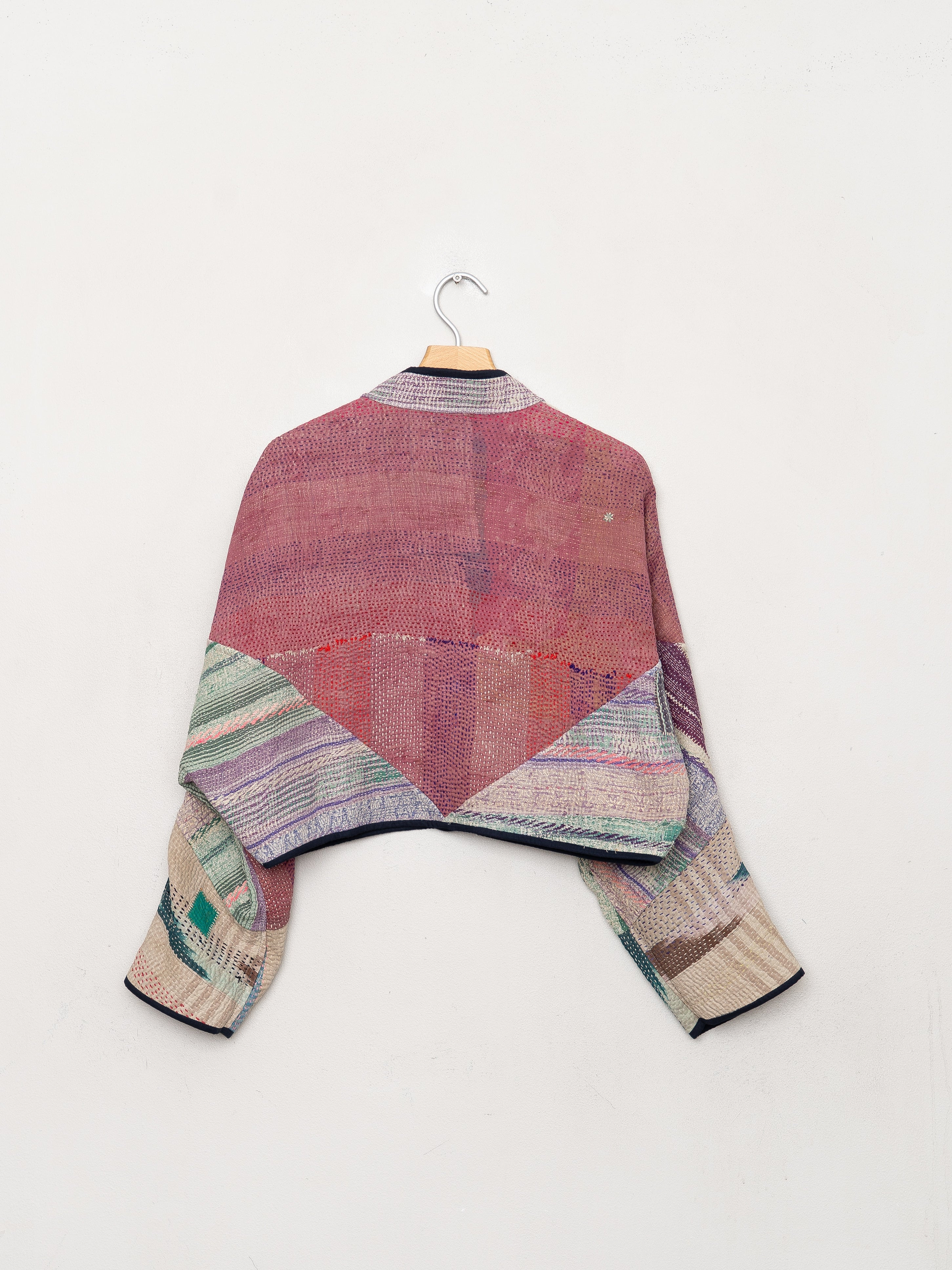The Kaira Cropped Quilted Patchwork Kantha Jacket