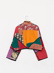 The Kaira Cropped Quilted Patchwork Kantha Jacket