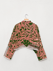 The Kaira Cropped Suzani Quilted Kantha Jacket