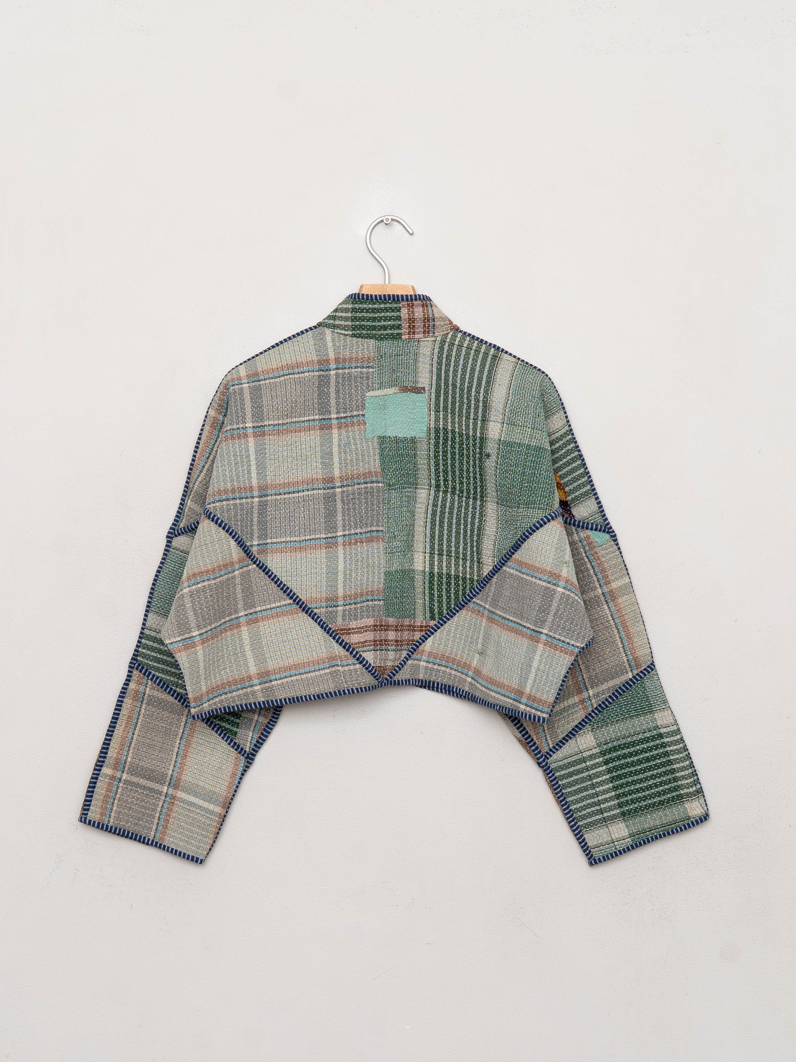 The Kaira Cropped Quilted Patchwork Kantha Jacket