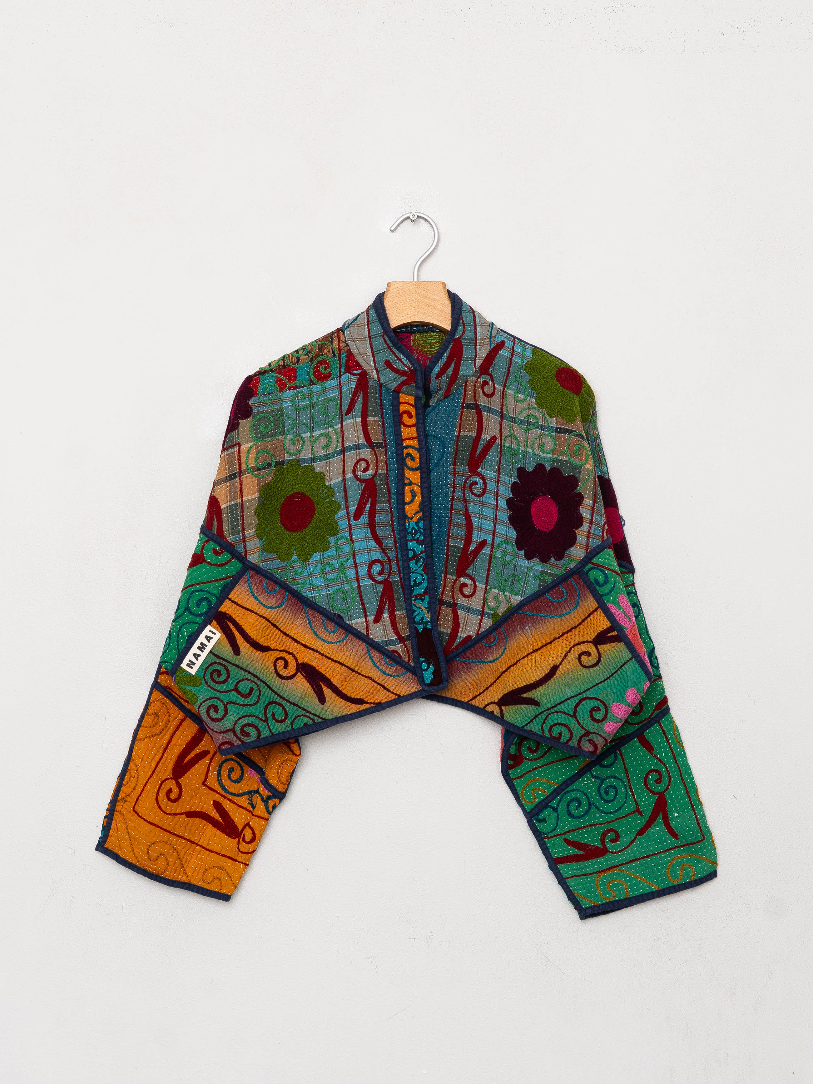The Kaira Cropped Suzani Quilted Kantha Jacket