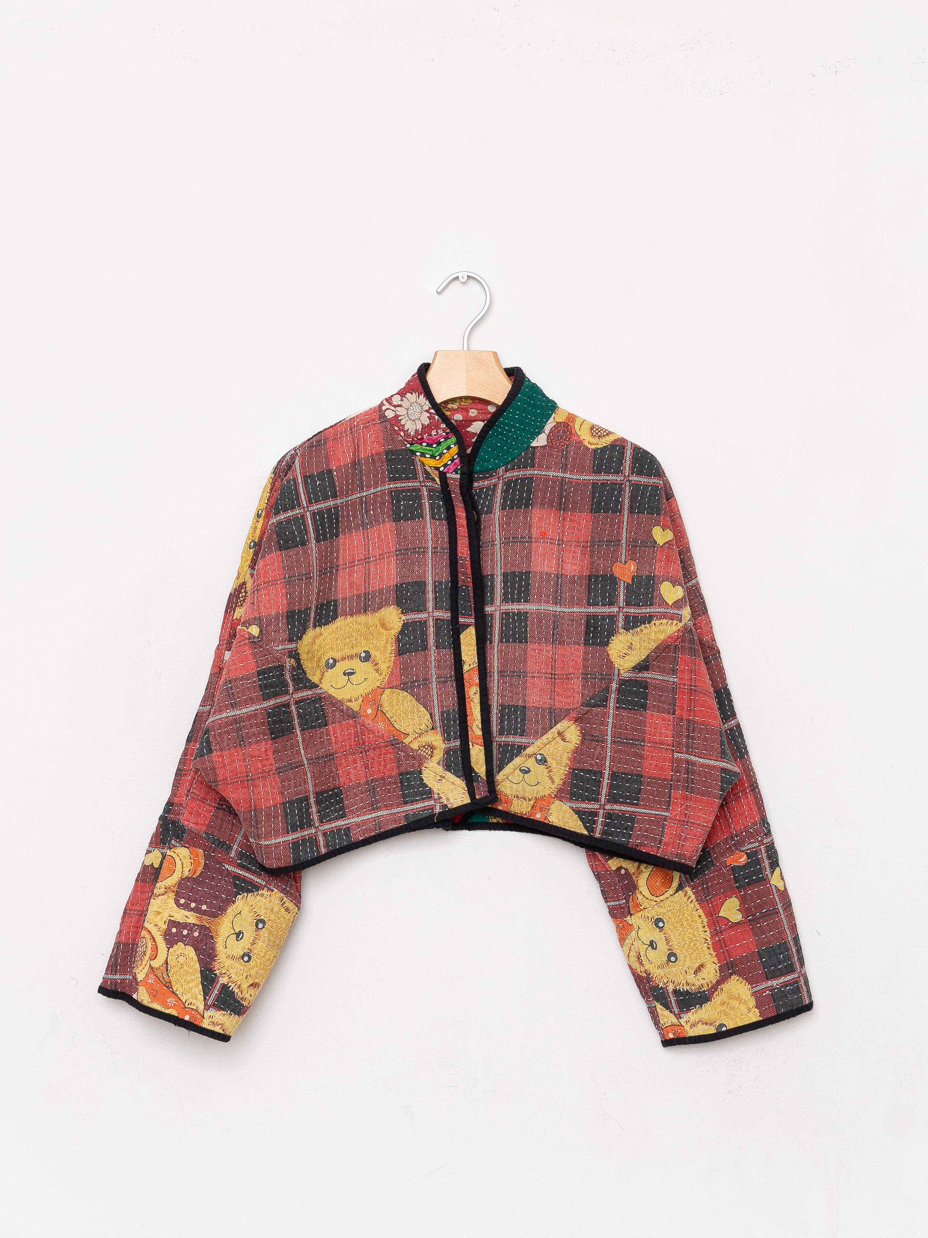 The Kaira Cropped Quilted Patchwork Kantha Jacket