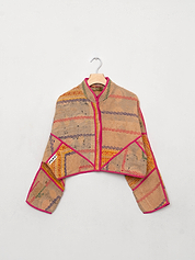 The Kaira Cropped Quilted Patchwork Kantha Jacket
