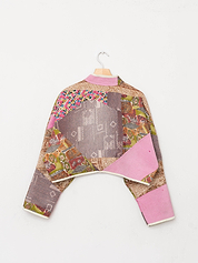 The Kaira Cropped Quilted Patchwork Kantha Jacket