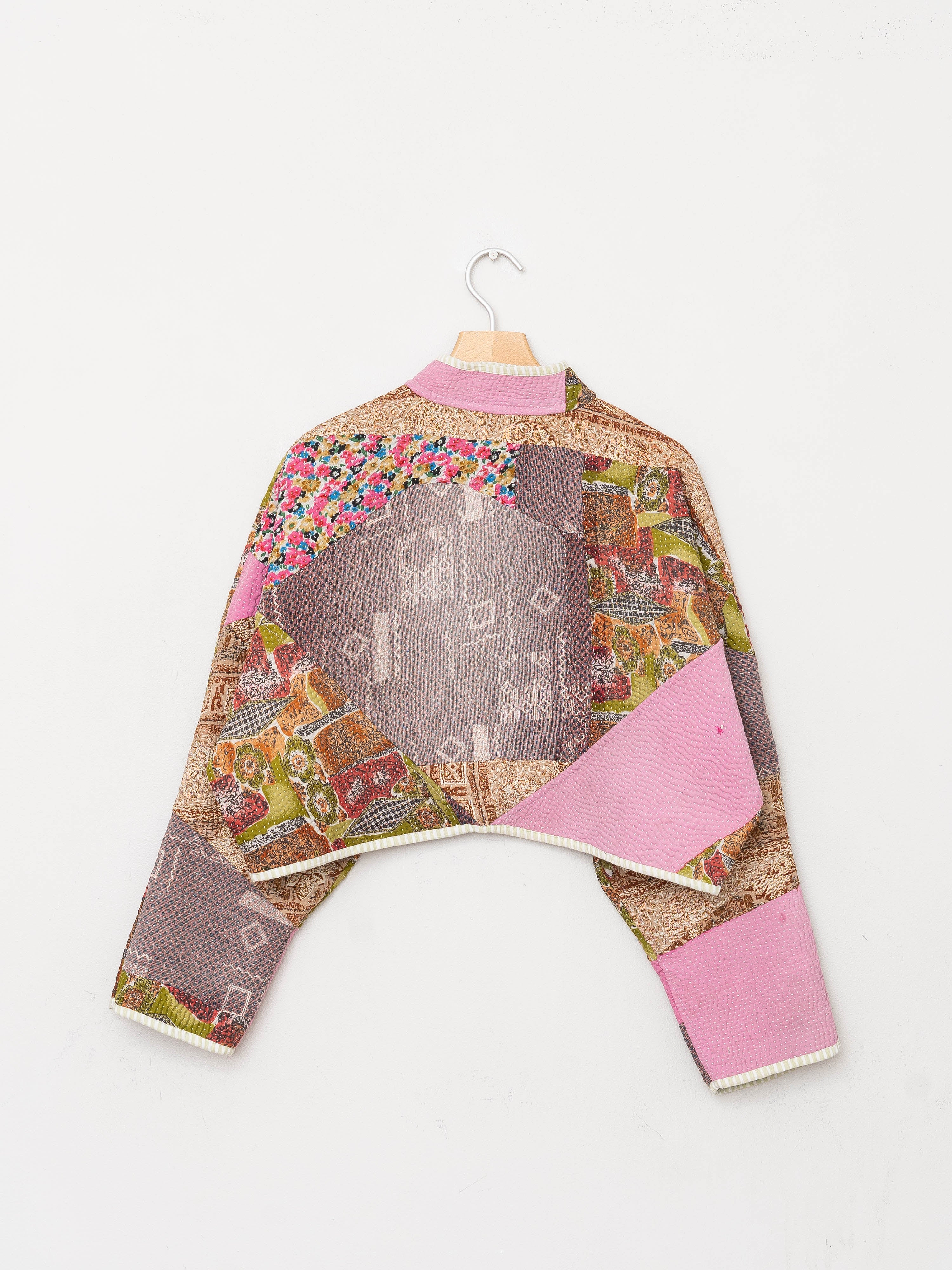 The Kaira Cropped Quilted Patchwork Kantha Jacket