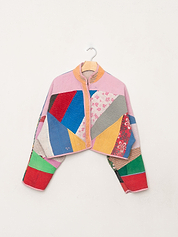 The Kaira Cropped Quilted Patchwork Kantha Jacket