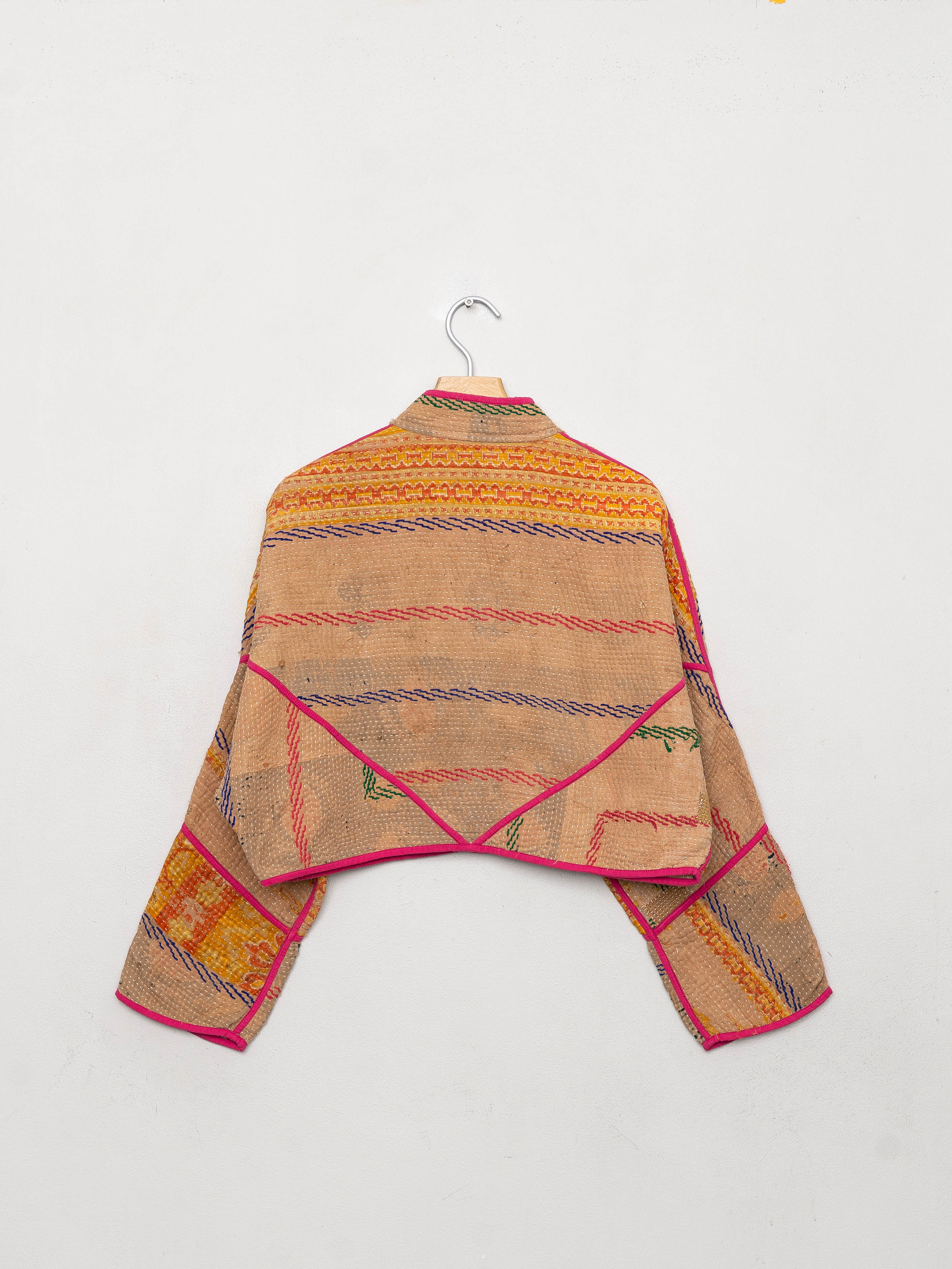 The Kaira Cropped Quilted Patchwork Kantha Jacket