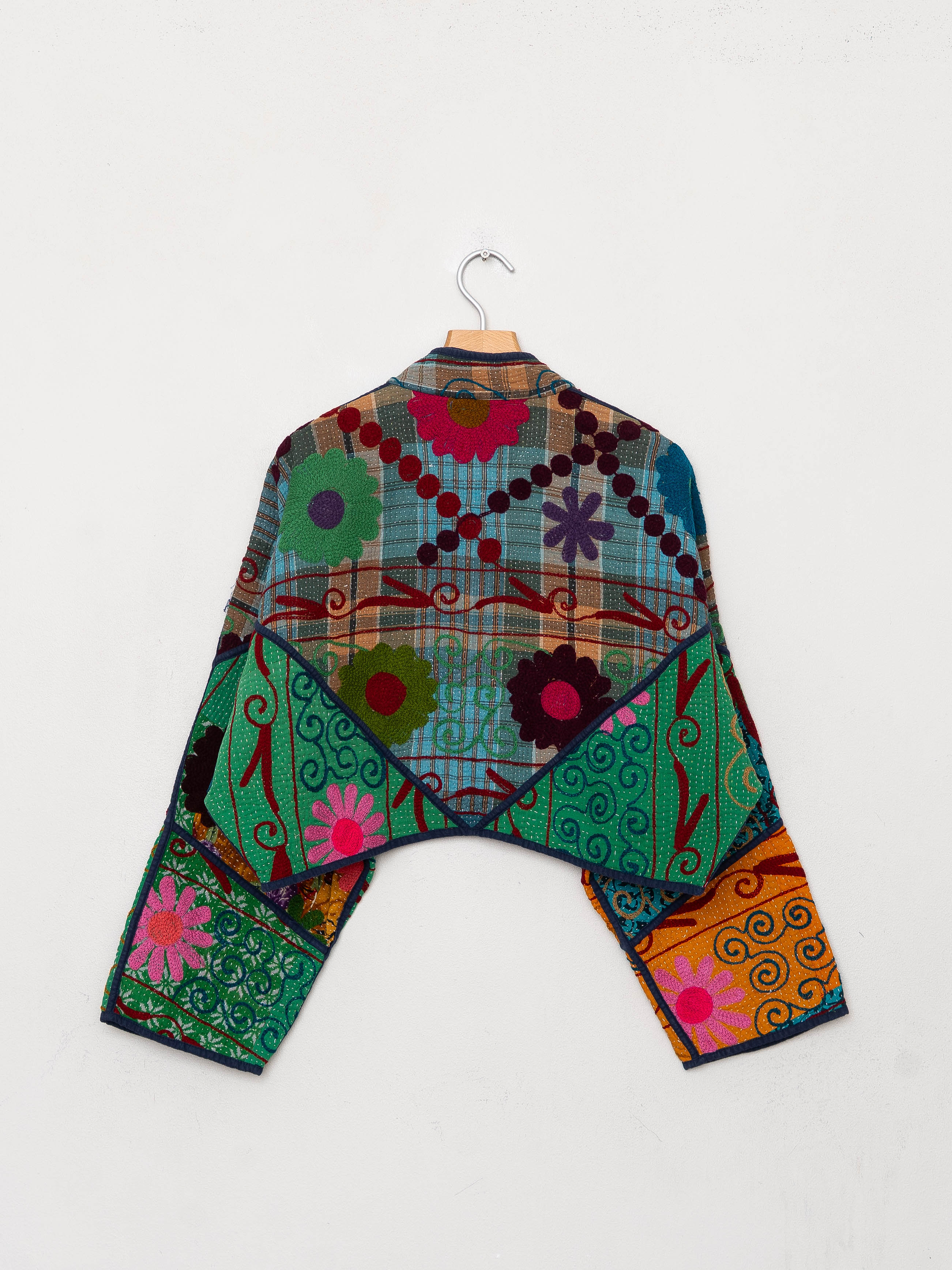 The Kaira Cropped Suzani Quilted Kantha Jacket