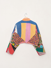 The Kaira Cropped Quilted Patchwork Kantha Jacket