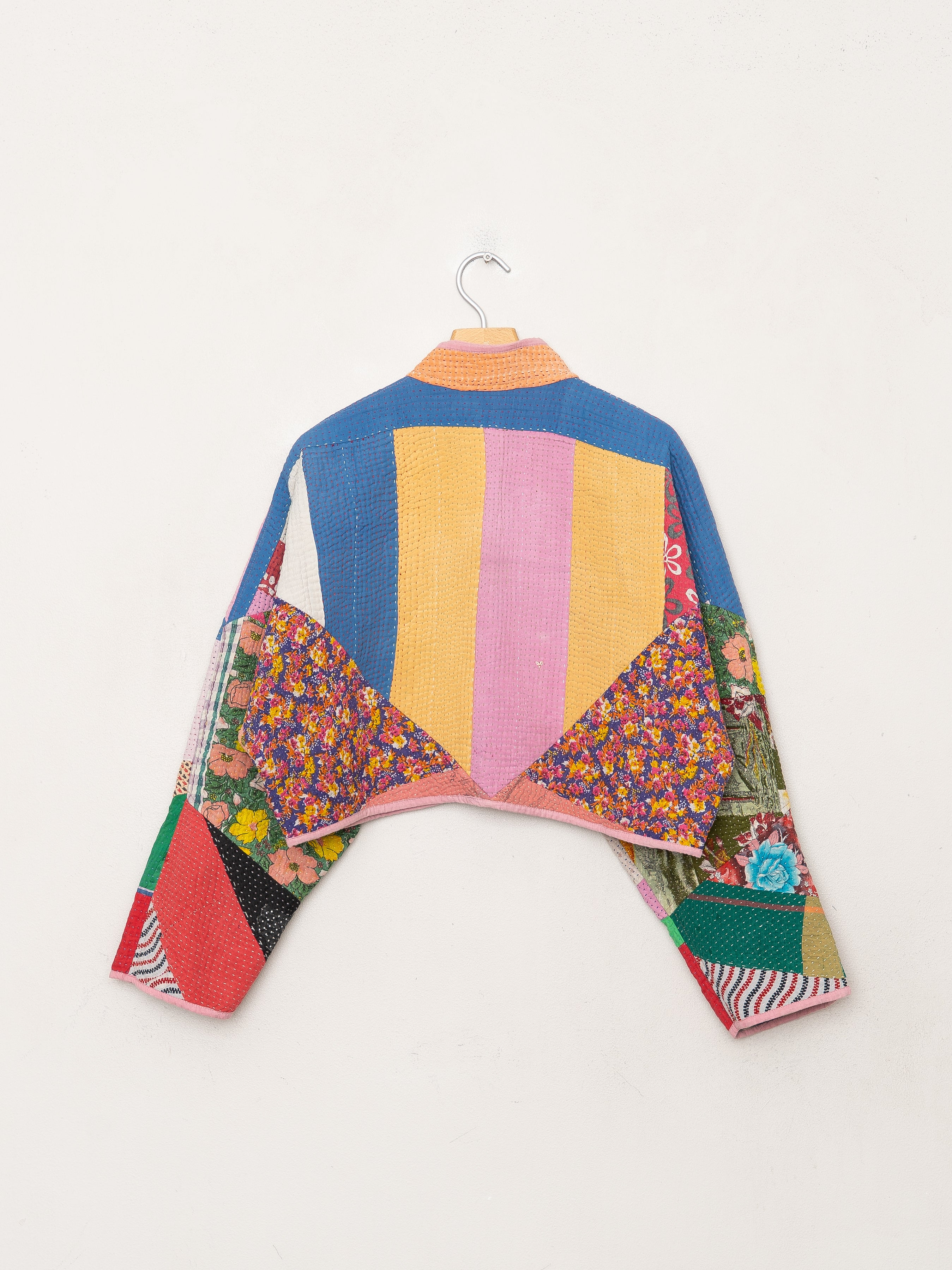 The Kaira Cropped Quilted Patchwork Kantha Jacket