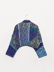 The Kaira Cropped Quilted Indigo Kantha Jacket
