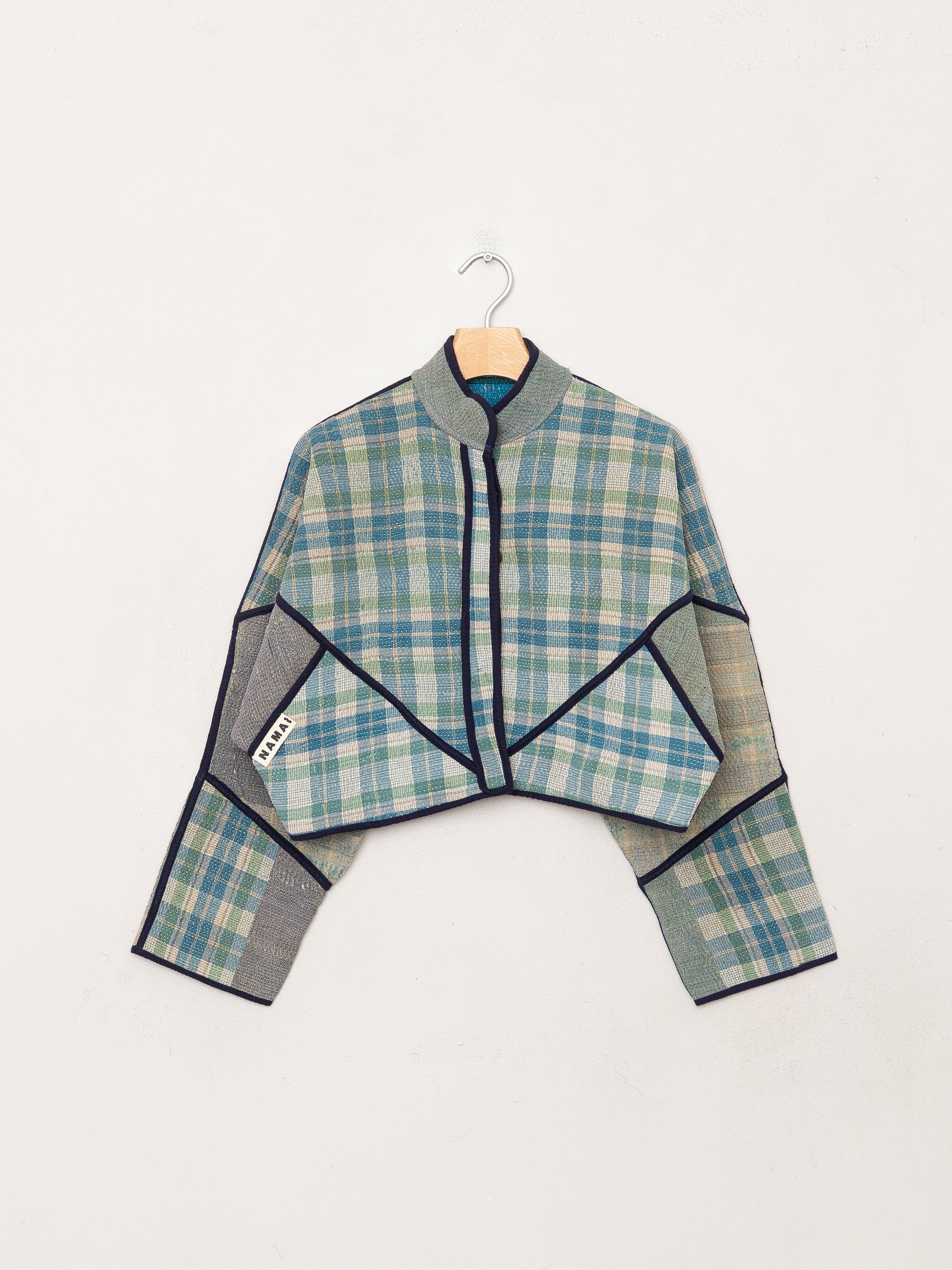 The Kaira Cropped Quilted Patchwork Kantha Jacket