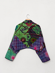 The Kaira Cropped Suzani Quilted Kantha Jacket