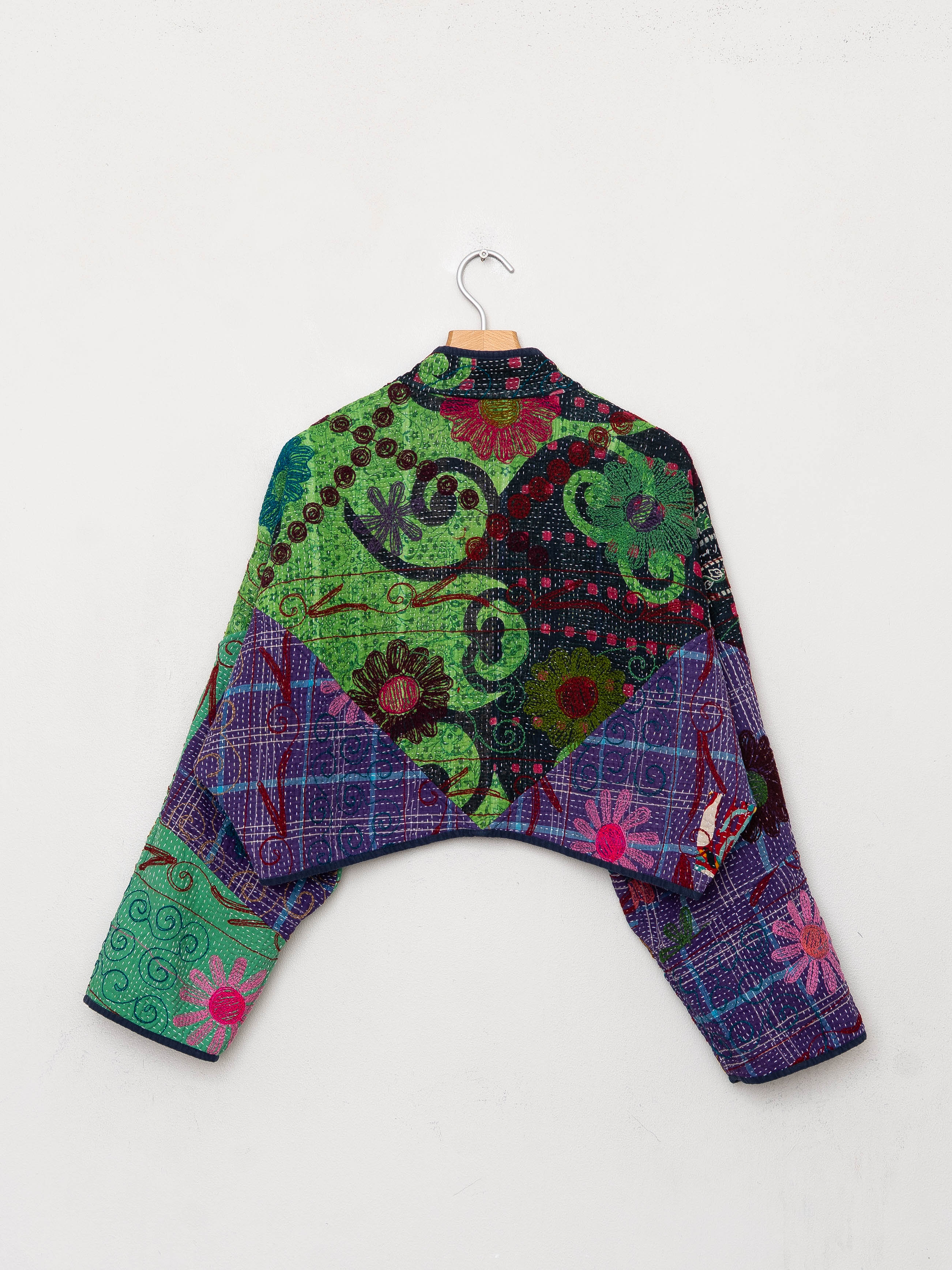 The Kaira Cropped Suzani Quilted Kantha Jacket