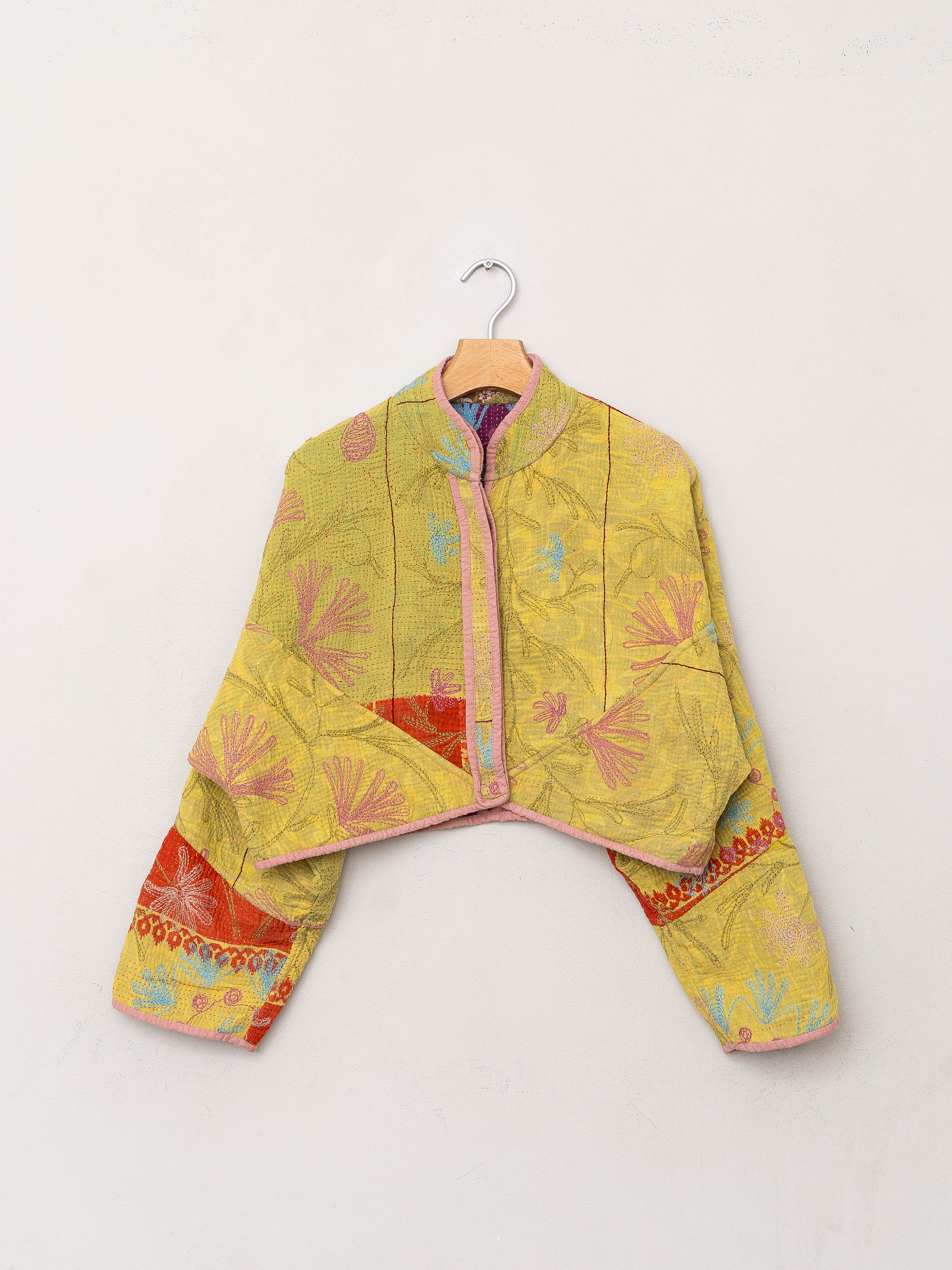The Kaira Cropped Suzani Quilted Kantha Jacket
