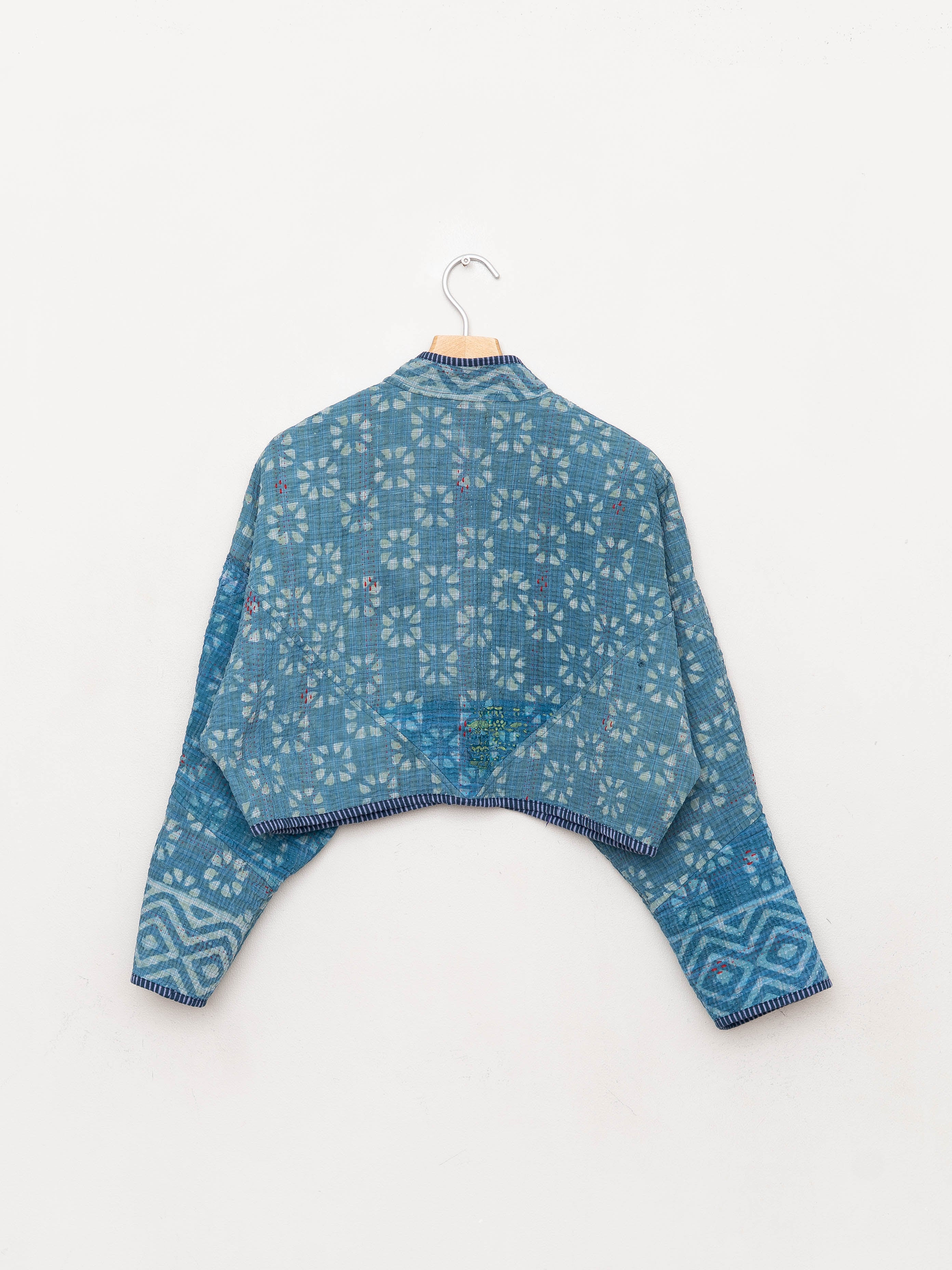The Kaira Cropped Quilted Indigo Kantha Jacket