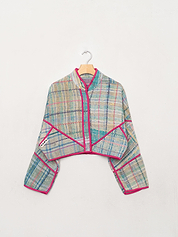 The Kaira Cropped Quilted Patchwork Kantha Jacket