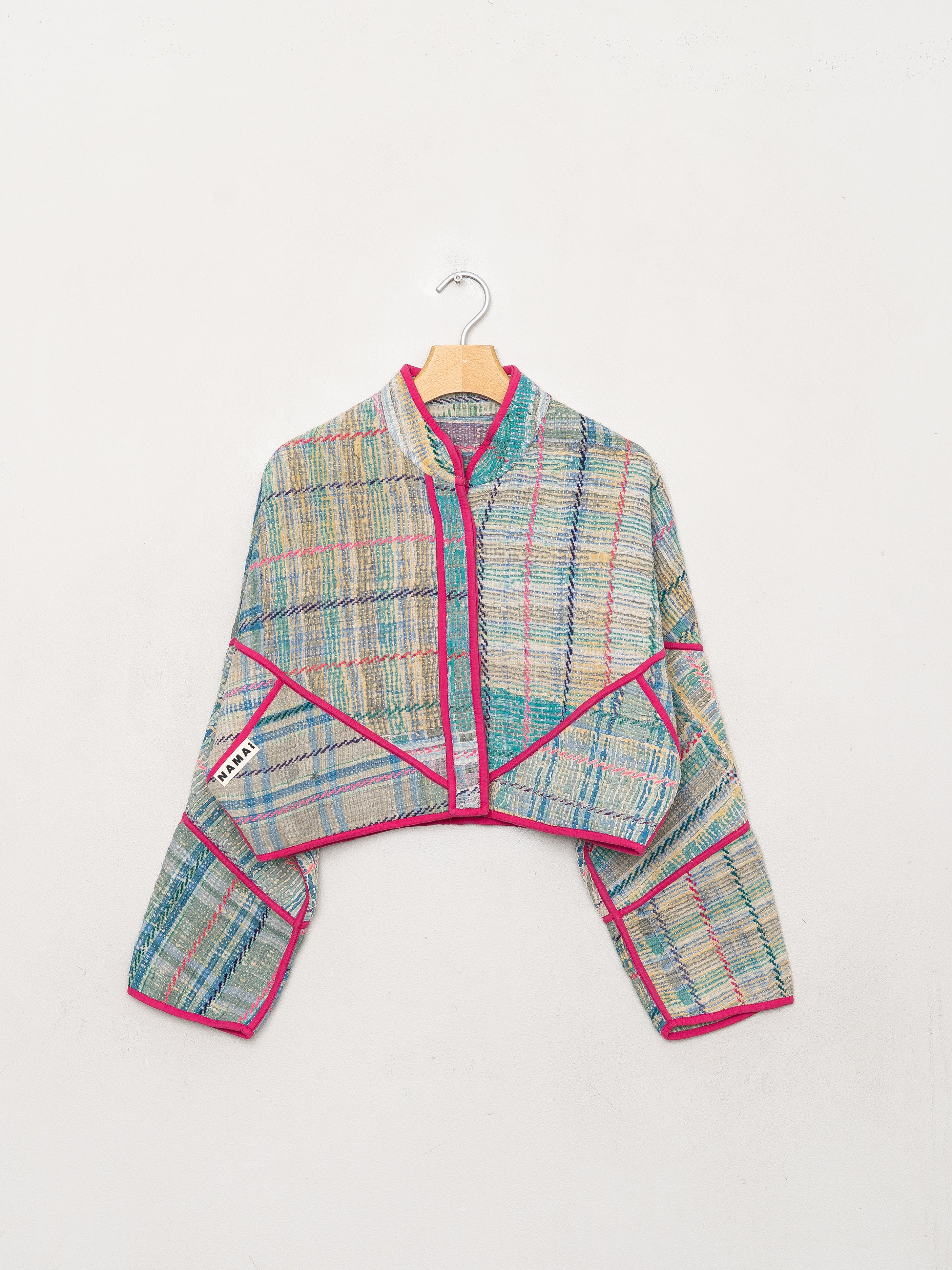 The Kaira Cropped Quilted Patchwork Kantha Jacket