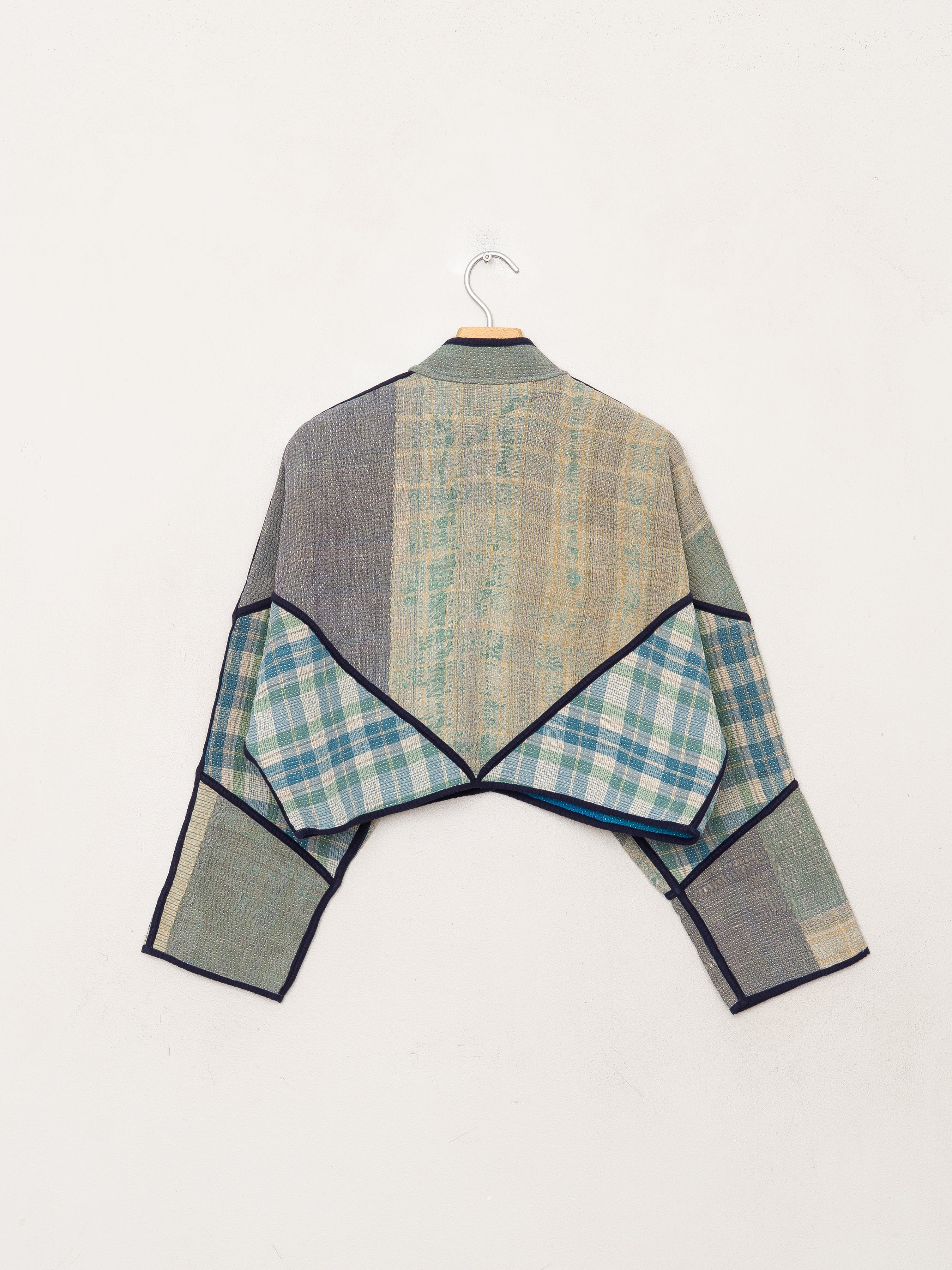 The Kaira Cropped Quilted Patchwork Kantha Jacket