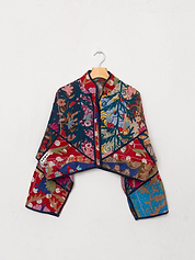 The Kaira Cropped Suzani Quilted Kantha Jacket