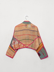 The Kaira Cropped Quilted Patchwork Kantha Jacket