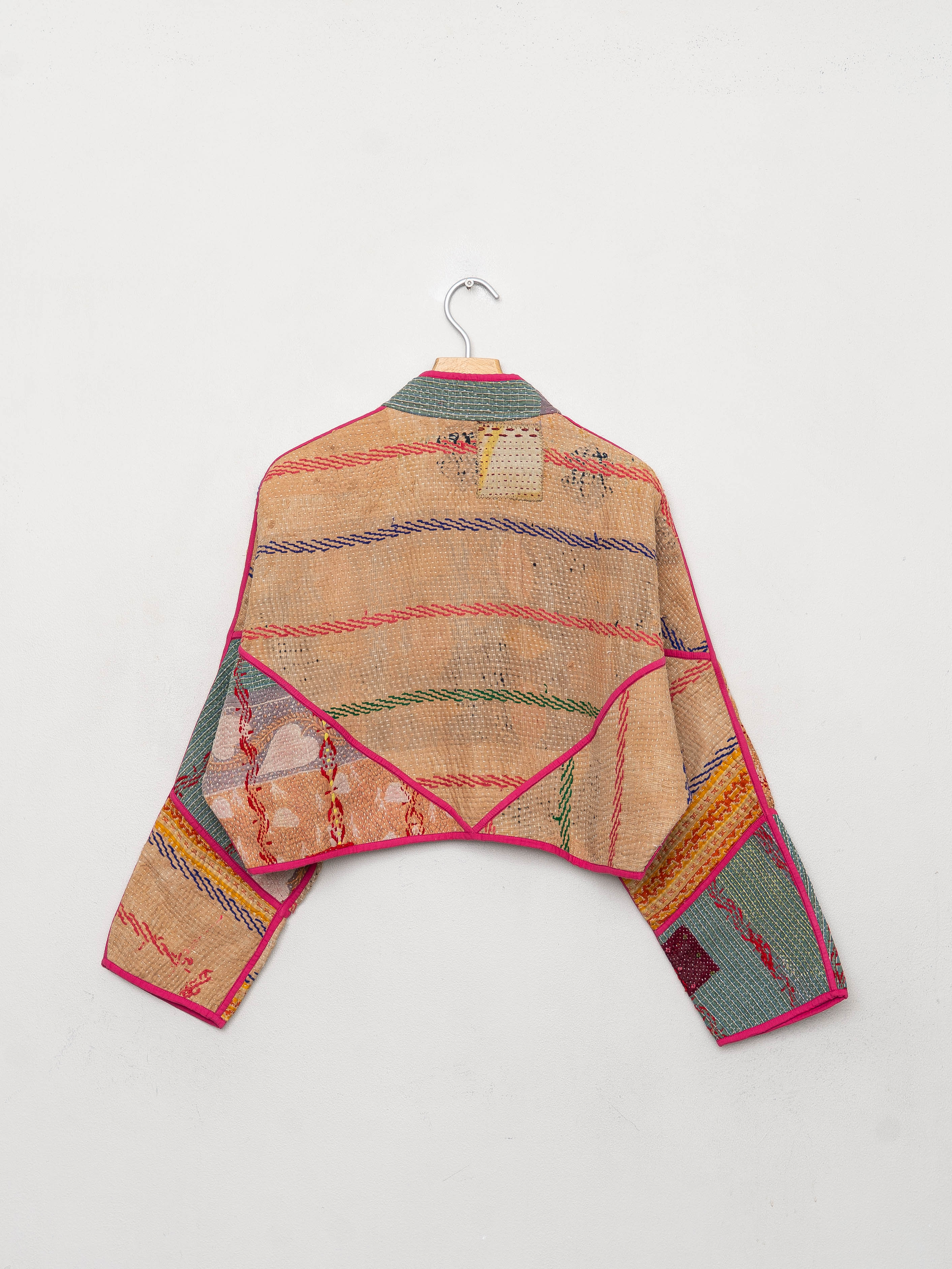 The Kaira Cropped Quilted Patchwork Kantha Jacket