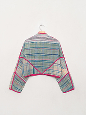 The Kaira Cropped Quilted Patchwork Kantha Jacket