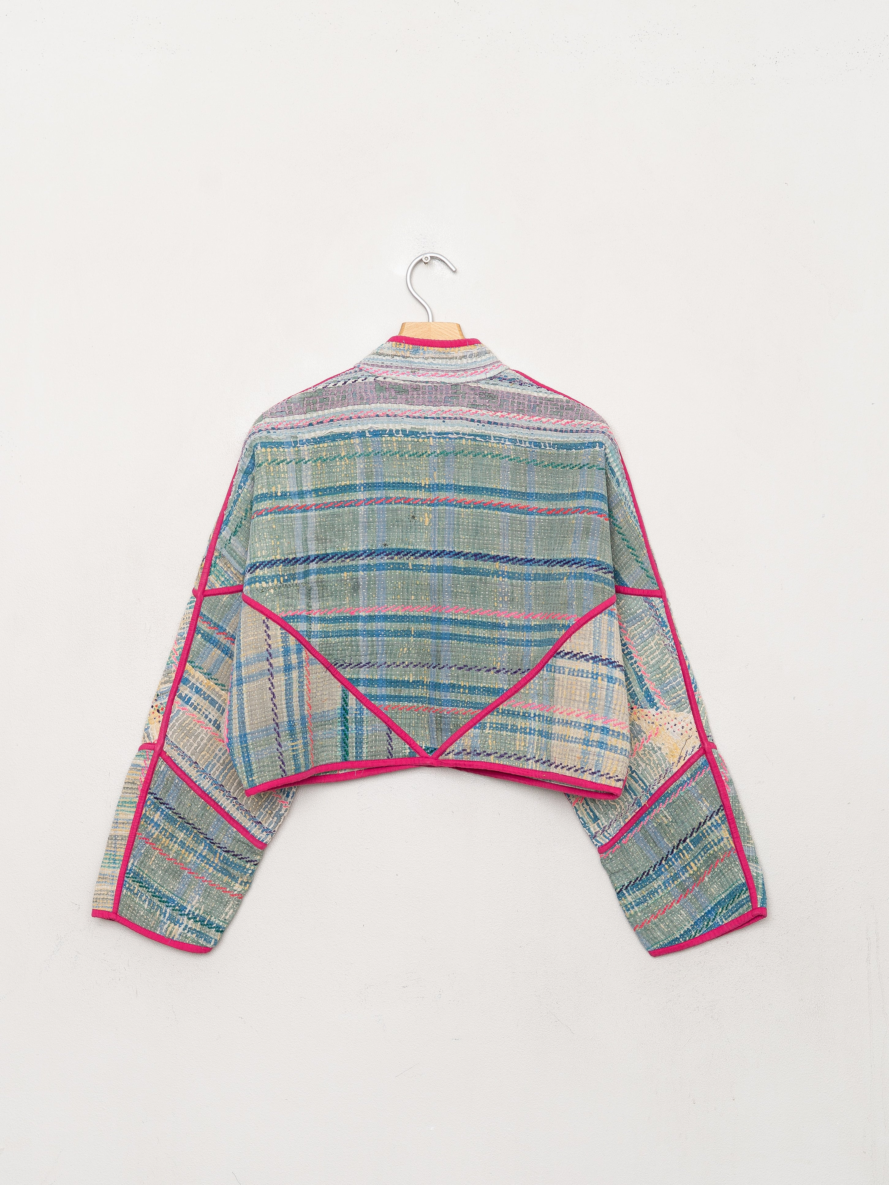 The Kaira Cropped Quilted Patchwork Kantha Jacket