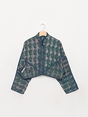 The Kaira Cropped Quilted Indigo Kantha Jacket